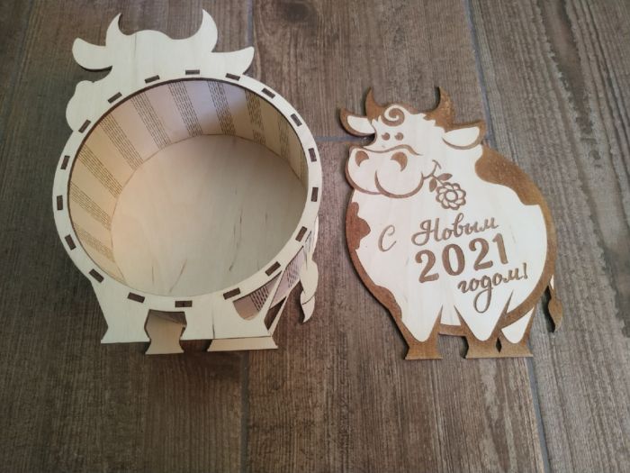 Laser Cut Box Bull Free DXF File