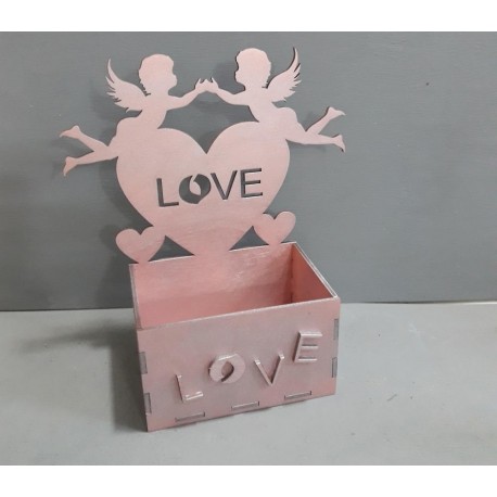 Laser Cut Box With Angels Love Heart Free DXF File