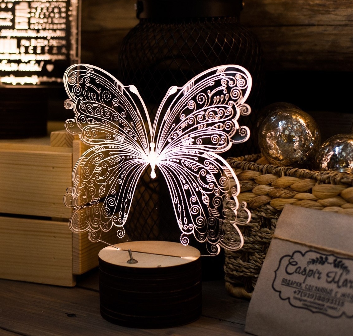 Laser Cut Butterfly 3d Acrylic Light Lamp Free Vector File