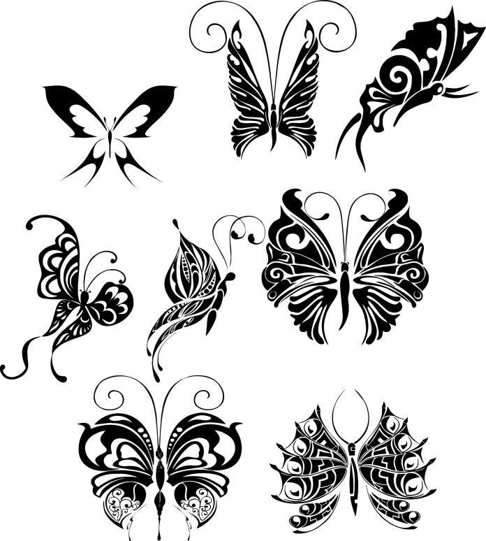 Laser Cut Butterfly Tattoo Design Art Free Vector File