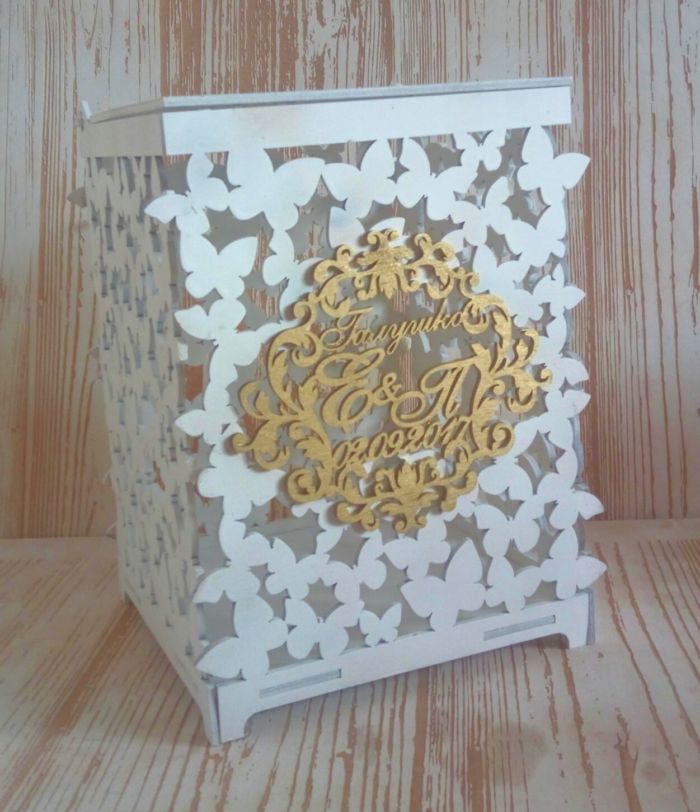 Laser Cut Butterfly Wedding Card Box Free Vector File