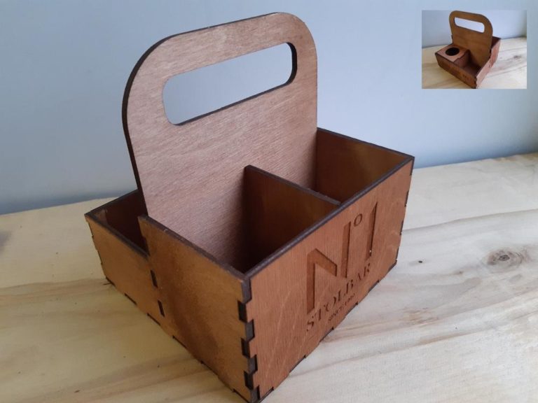 Laser Cut Caddy Spice Box With Handle Template Free DXF File