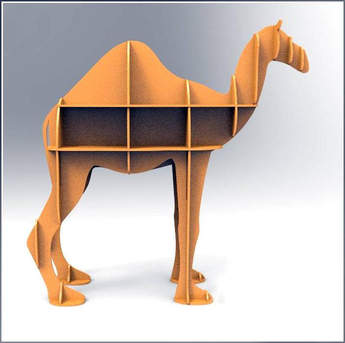 Laser Cut Camel Shelf Bookcase Display Storage Furniture Free Vector File