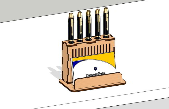 Laser Cut Card And Pen Holder Free Vector File