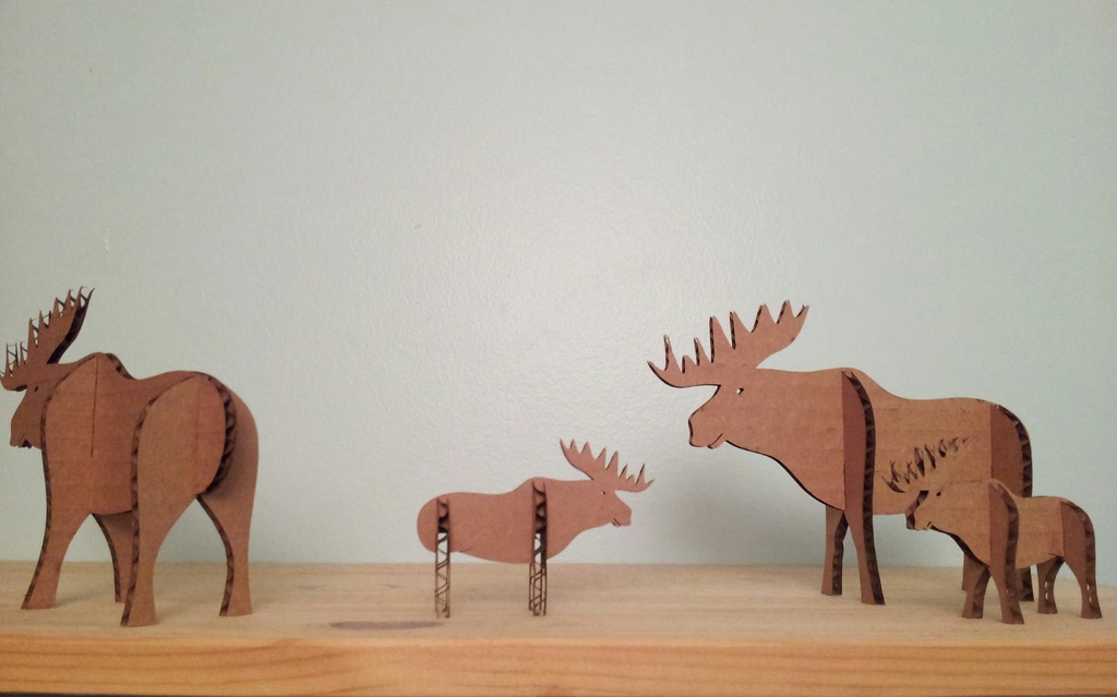 Laser Cut Cardboard Moose Holiday Season Decor Free DXF File