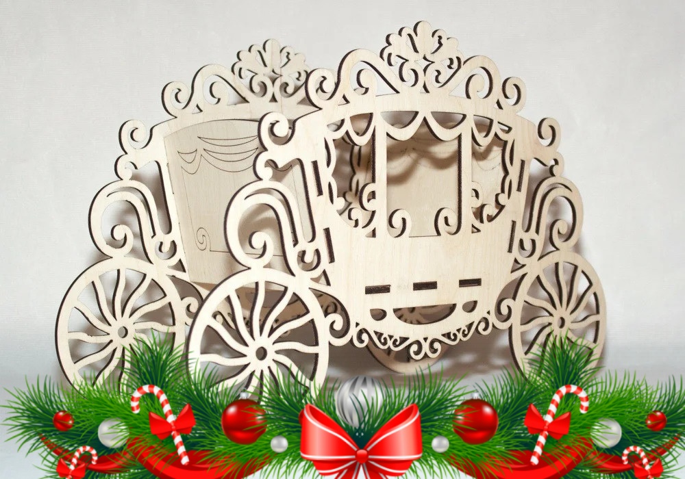 Laser Cut Carriage Flower Stand Candy Box Basket 4mm Free Vector File