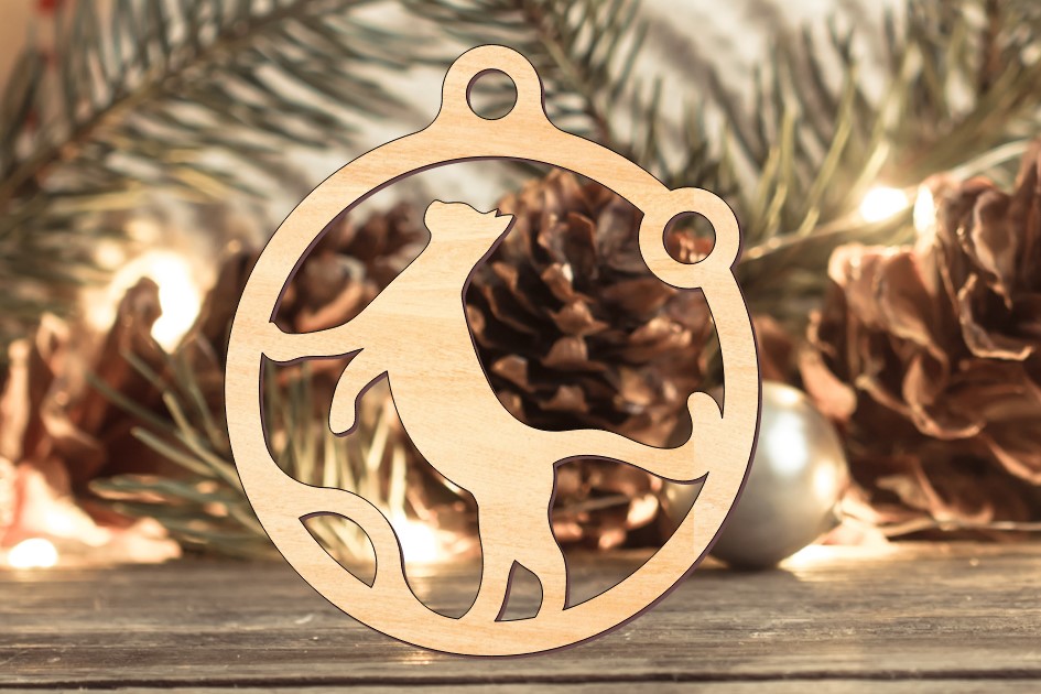 Laser Cut Cat Christmas Baubles Ornaments Free Vector File