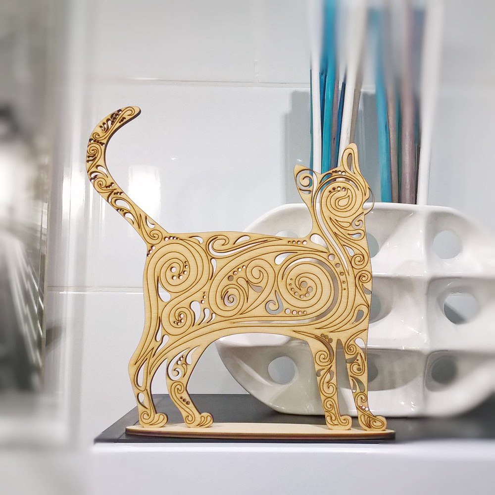 Laser Cut Cat Decoration 3d Puzzle Free DXF File