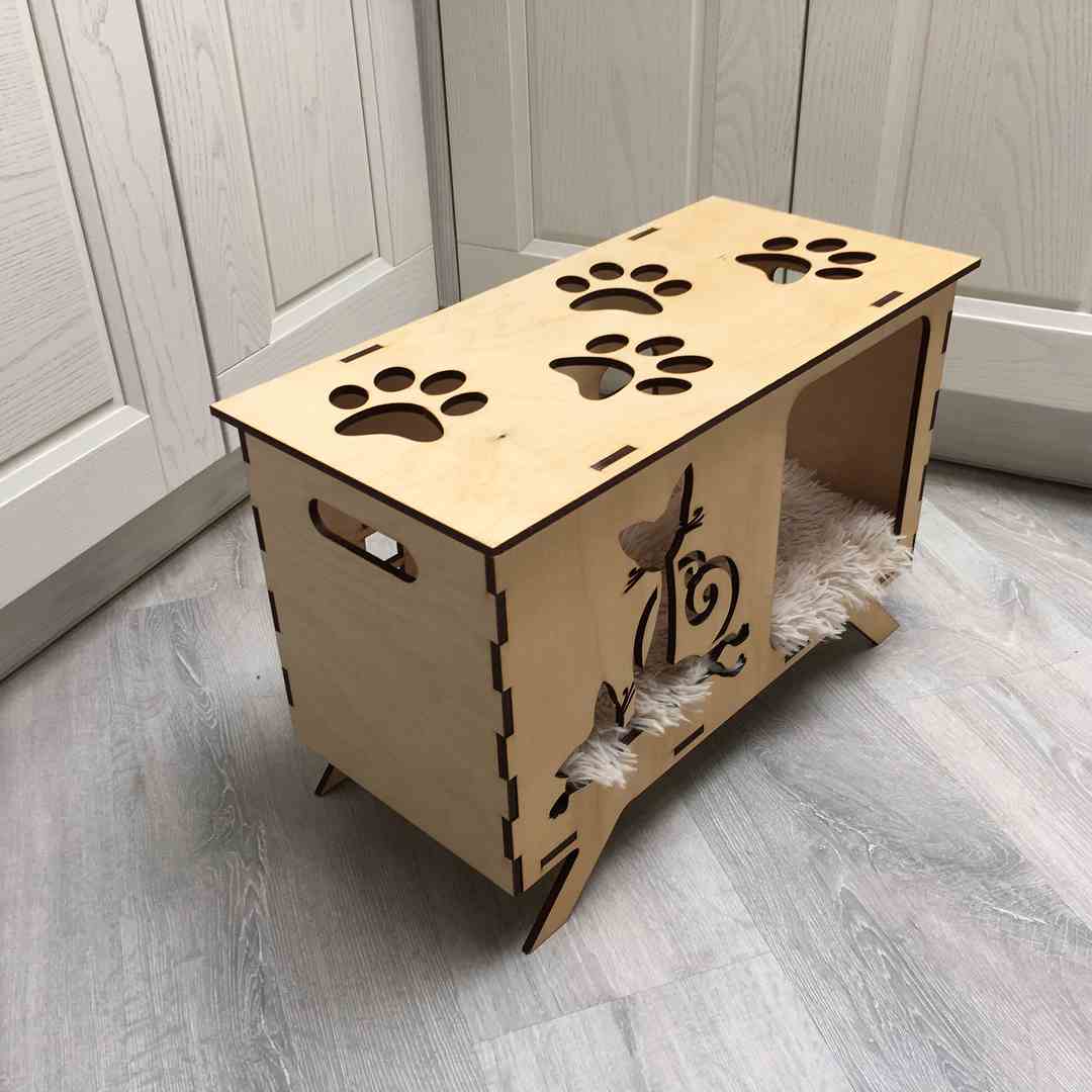 Laser Cut Cat House Free Vector File