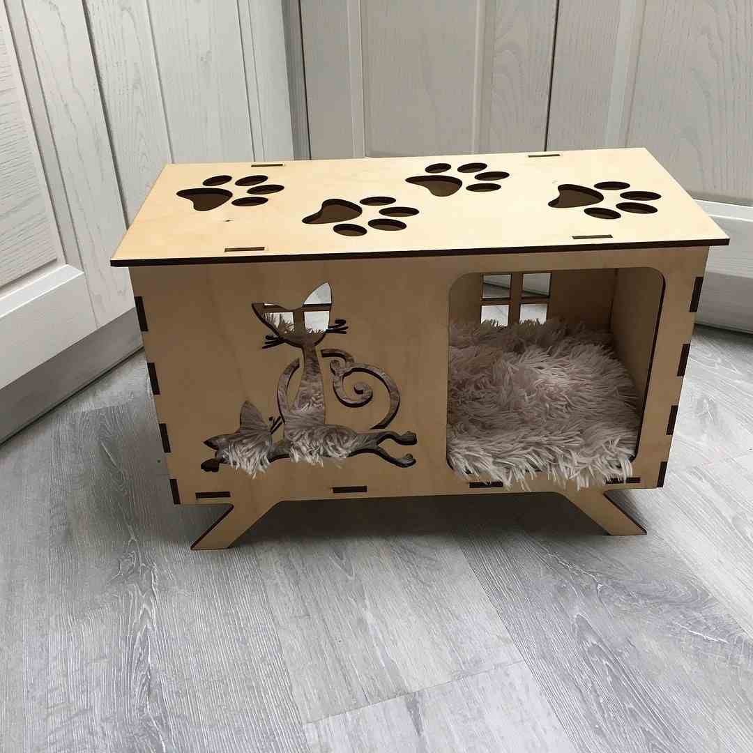 Laser Cut Cat House Template Free Vector File