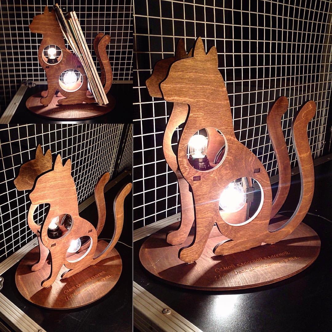 Laser Cut Cat Shape Lamp 3d Puzzle Free Vector File