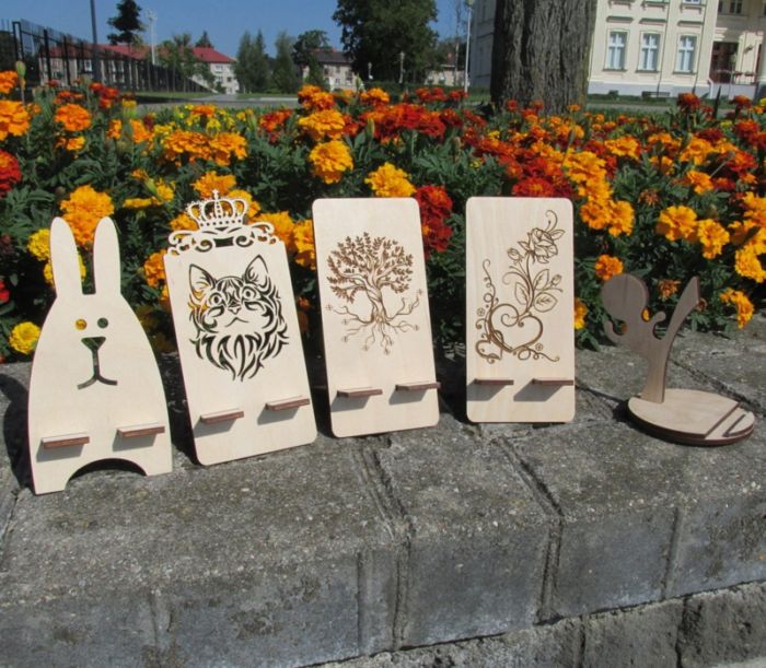Laser Cut Cell Phone Stands Wood Decor Free Vector File