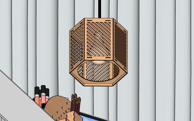 Laser Cut Celling Lamp Wooden Hanging Light Free DXF File