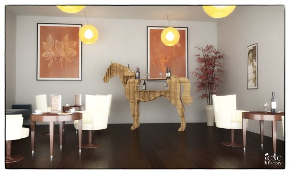 Laser Cut Chic Shelf In The Shape Of A Horse Free DXF File