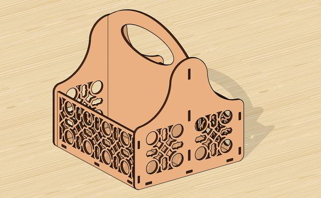 Laser Cut Chocolate And Flower Basket Free Vector File