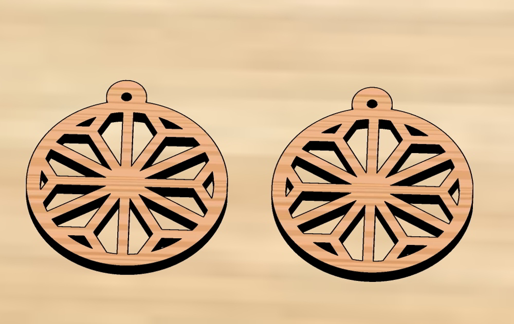 Laser Cut Christmas Dangle Earrings Wood Free DXF File