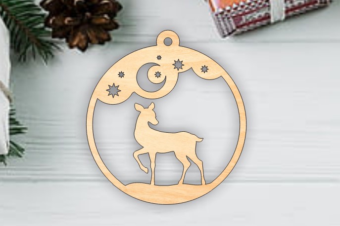 Laser Cut Christmas Deer Ornament Bauble Christmas Decorations Free Vector File