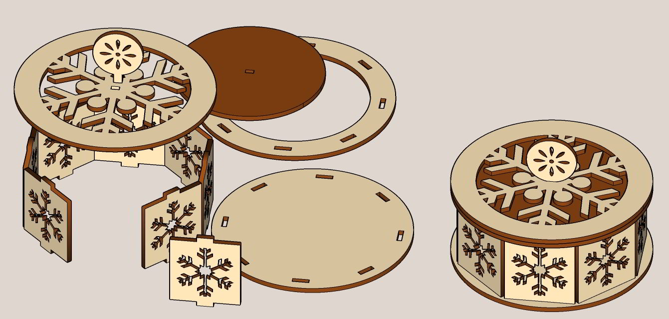 Laser Cut Christmas Gift Box Diy Snowflakes Mini Jewelry Makeup Box Free Vector File