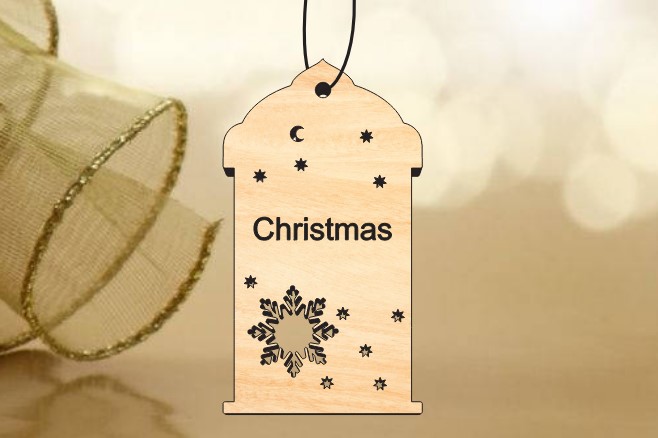 Laser Cut Christmas Tree Decoration Tag Wooden Christmas Bauble Free DXF File