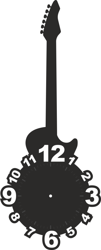 Laser Cut Cnc Guitar Shaped Clock Face Free Vector File