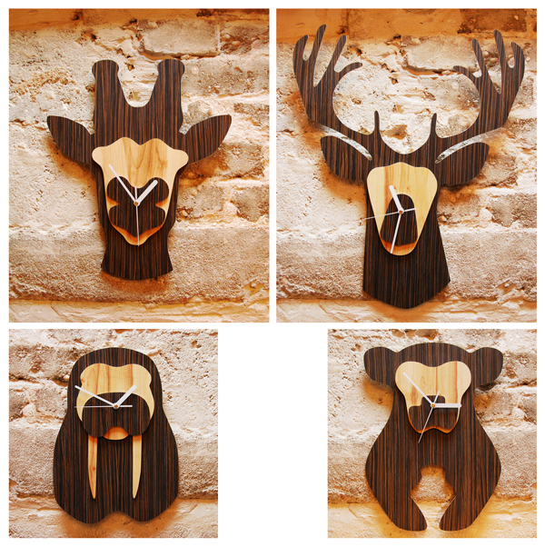 Laser Cut Cnc Jungle Animal Heads Shaped Wall Clocks Free Vector File