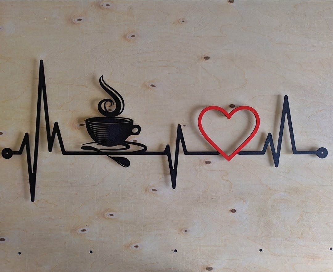 Laser Cut Coffee Cardio Wall Decor Free Vector File