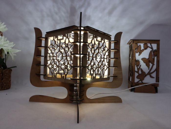 Laser Cut Contemporary Wooden Table Lamp 3mm Free Vector File