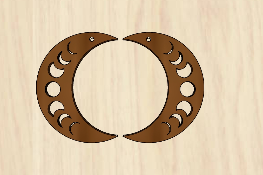 Laser Cut Crescent Moon Phase Wood Shape Earrings Crafts Diy Free Vector File
