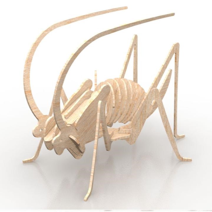 Laser Cut Cricket Grasshopper 3d Puzzle Free DXF File