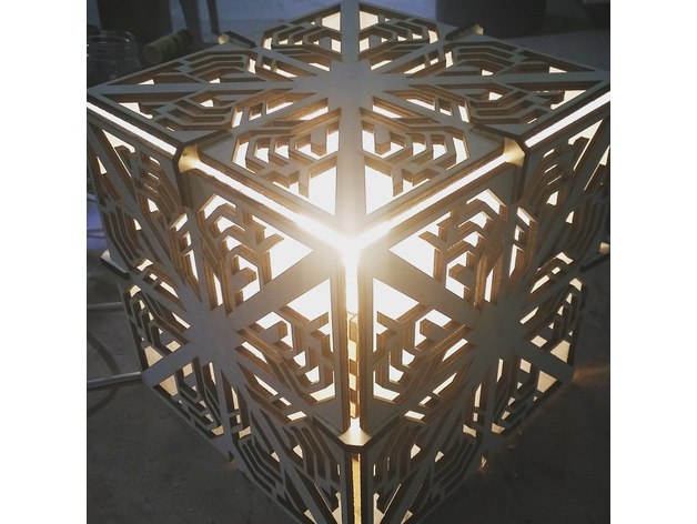 Laser Cut Cube 6mm Wood Lamp Free Vector File