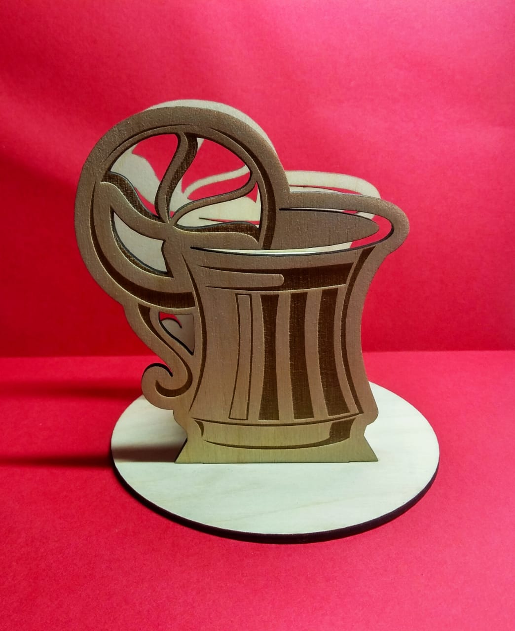Laser Cut Cup Shape Pen Card Holder Desk Organizer Free Vector File