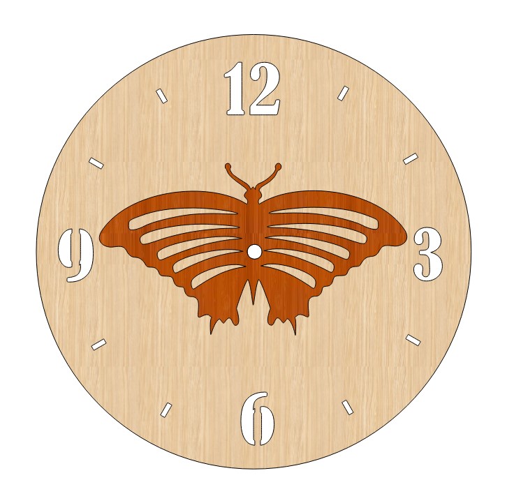 Laser Cut Customized Wooden Wall Clock Free Vector File