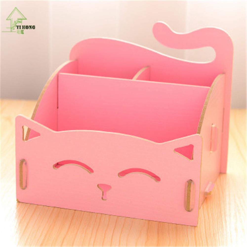 Laser Cut Cute Cat Desktop Storage Box Organizer Pen Holder Free Vector File