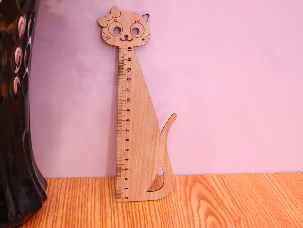 Laser Cut Cute Cat Wooden Ruler Free DXF File
