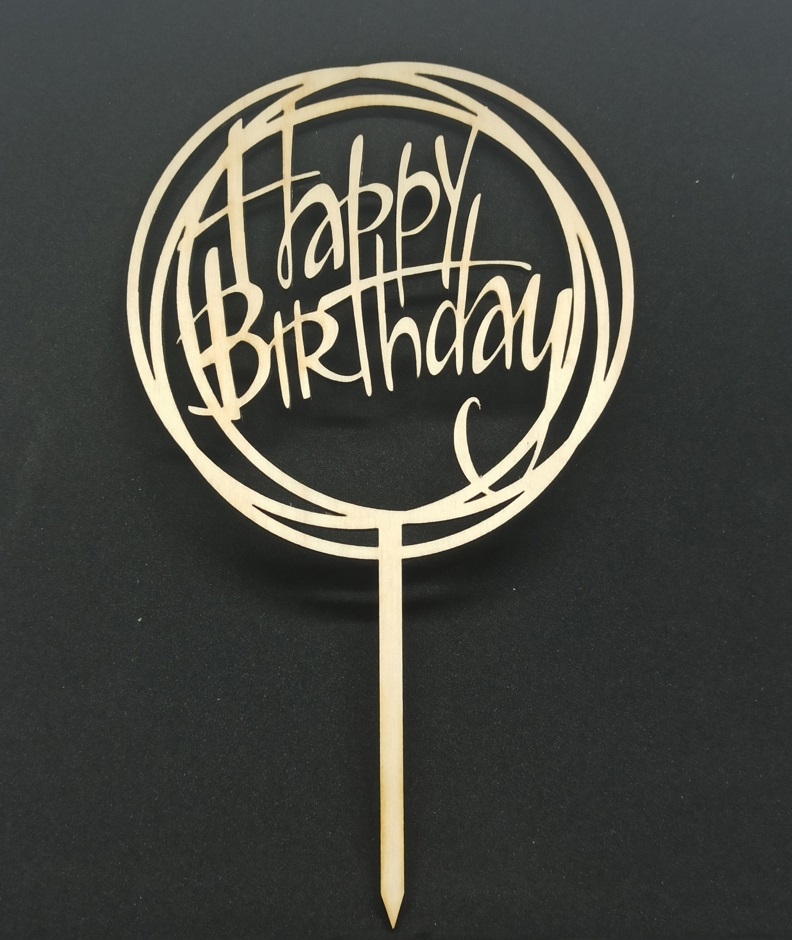 Laser Cut Decor Happy Birthday Cake Topper Free Vector File