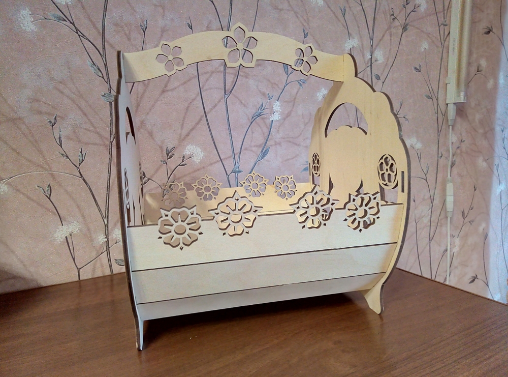 Laser Cut Decorative Basket With Bunny Free Vector File