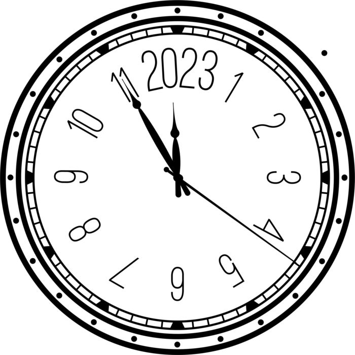 Laser Cut Decorative Clock 2023 Free Vector File