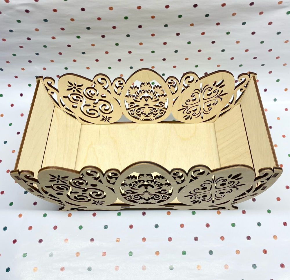 Laser Cut Decorative Easter Egg Basket Free Vector File