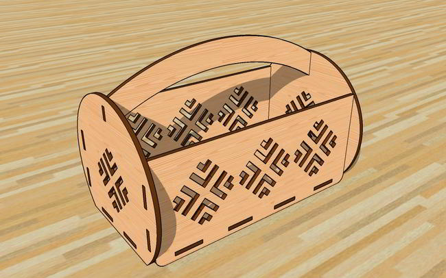 Laser Cut Decorative Gift Box Flower Basket Chocolate Gift Basket Free DXF File