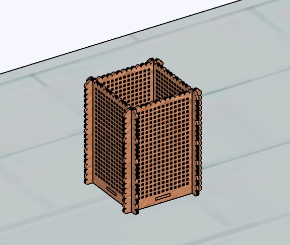 Laser Cut Decorative Pencil Holder Wood Box 3mm Free Vector File