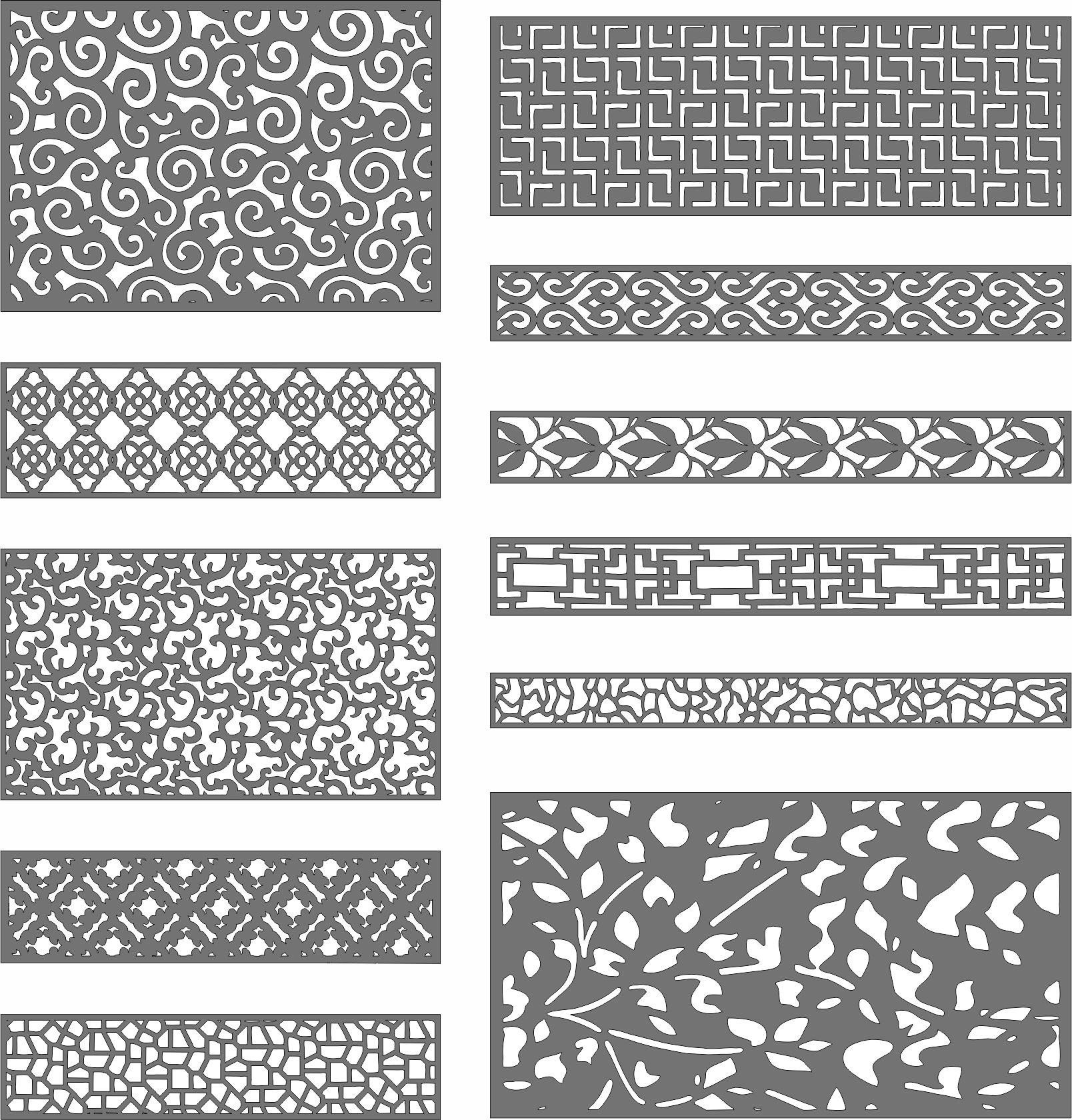 Laser Cut Decorative Privacy Partition Indoor Panel Room Divider Jali Set Free DXF File