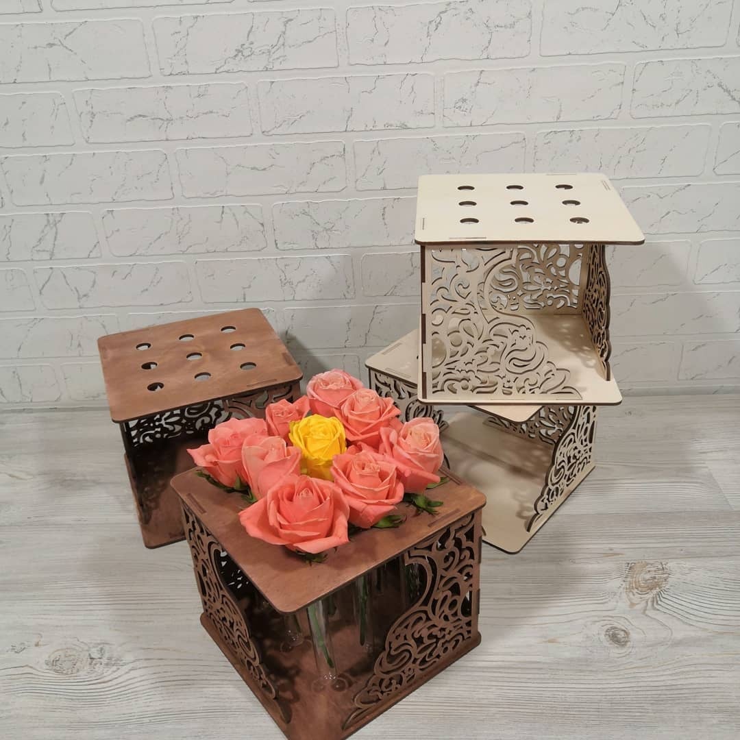 Laser Cut Decorative Tabletop Planter Test Tube Flower Stand Free Vector File