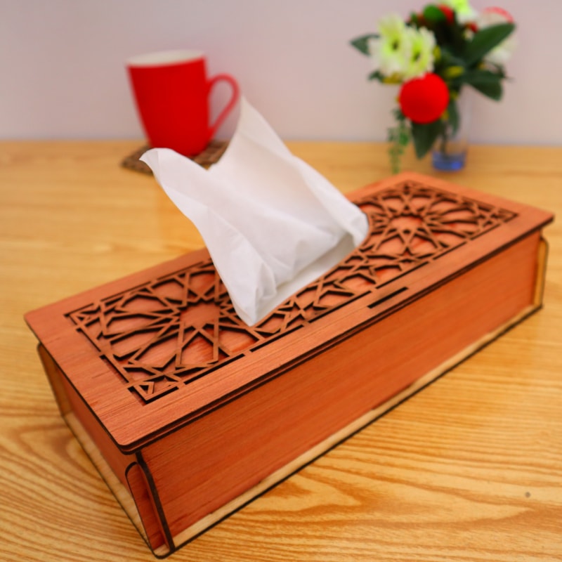 Laser Cut Decorative Tissue Box 2mm Free Vector File