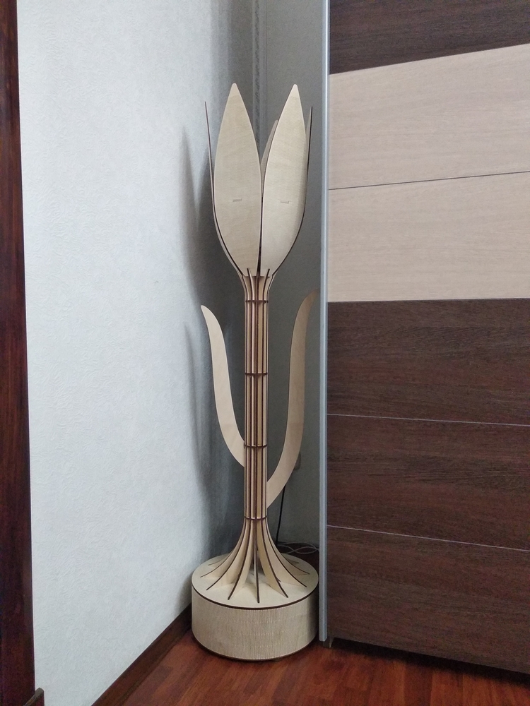 Laser Cut Decorative Tulip Floor Lamp Free Vector File