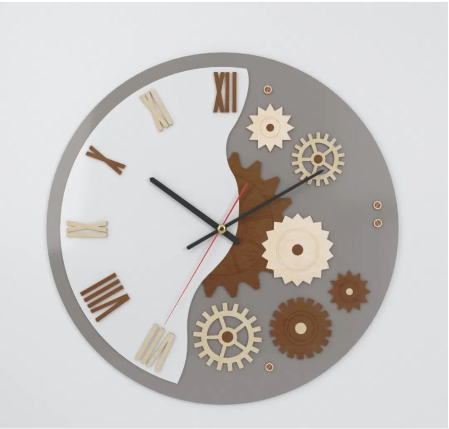 Laser Cut Decorative Wall Clock 3 5mm Plywood Layout Free Vector File