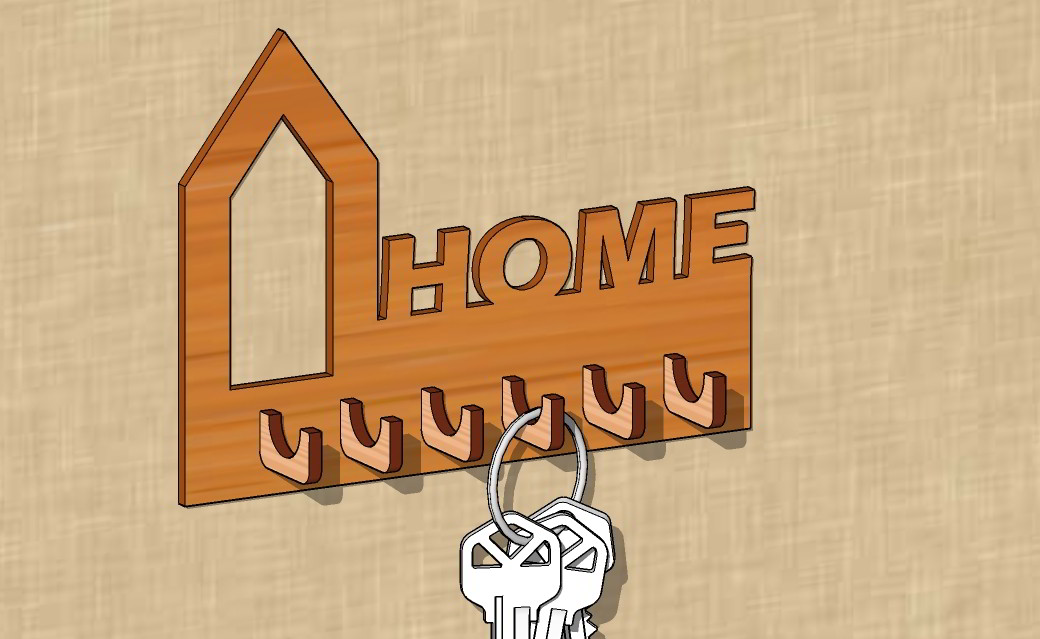 Laser Cut Decorative Wall Mount Key Holder 3mm Free DXF File
