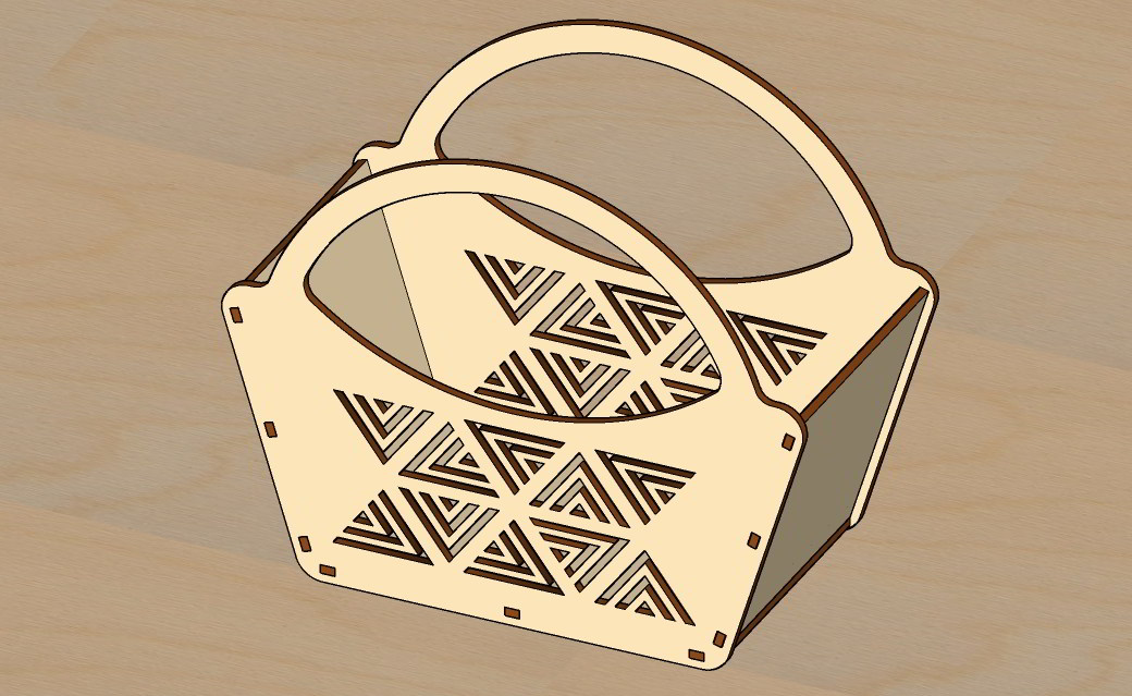 Laser Cut Decorative Wood Gift Basket Free DXF File