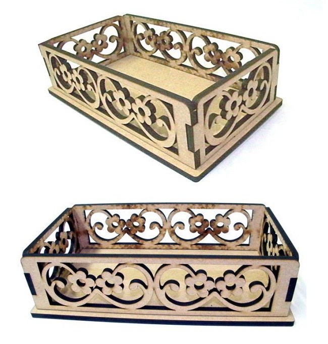 Laser Cut Decorative Wooden Basket Free DXF File