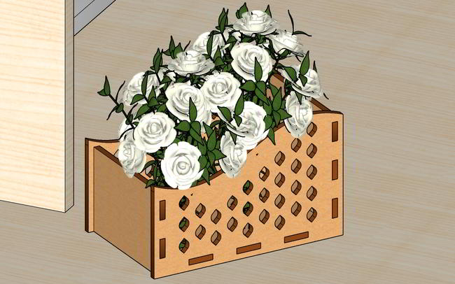 Laser Cut Decorative Wooden Flower Basket Gift Basket Free Vector File