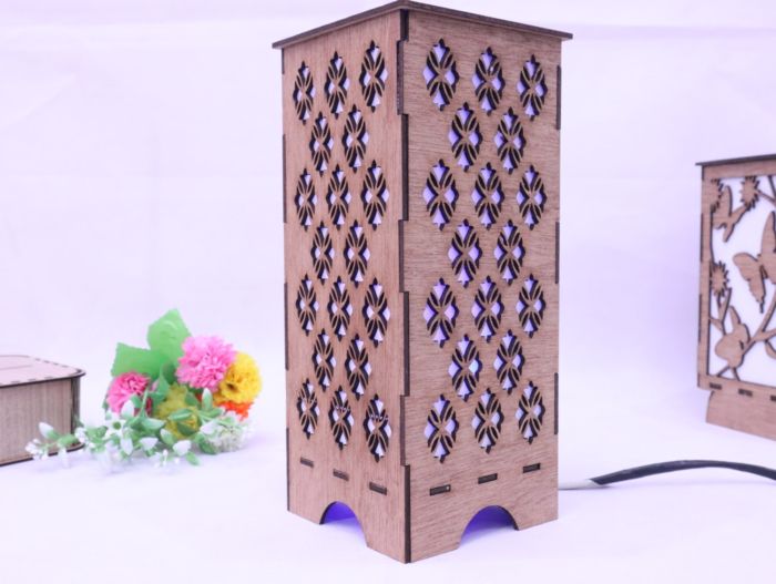 Laser Cut Decorative Wooden Night Lamp 3mm Free Vector File